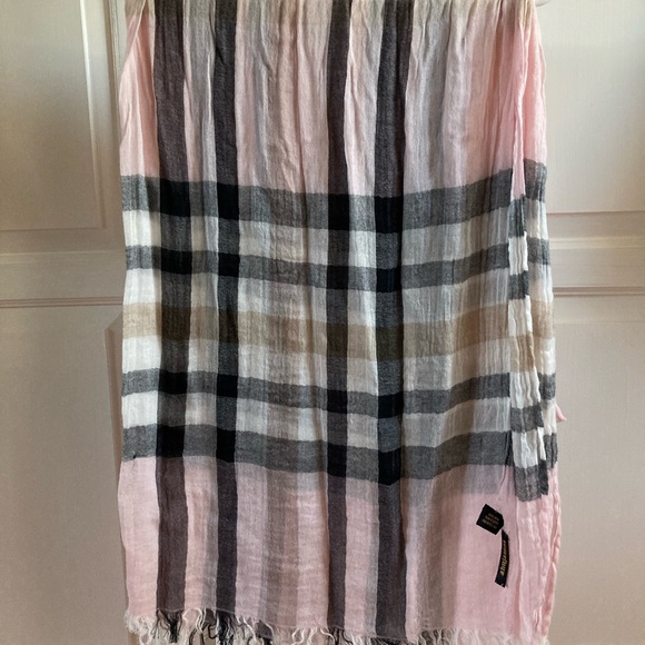 Cotton 90% scarf light weight pink X black X beige - Picture 1 of 2